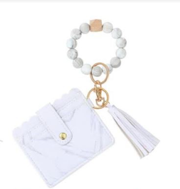 Marble Key Ring Bangle Id Wallet Silicone Beads