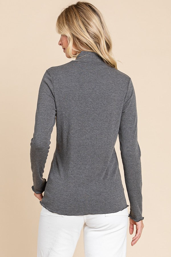 Rib Mock Turtle Neck Top