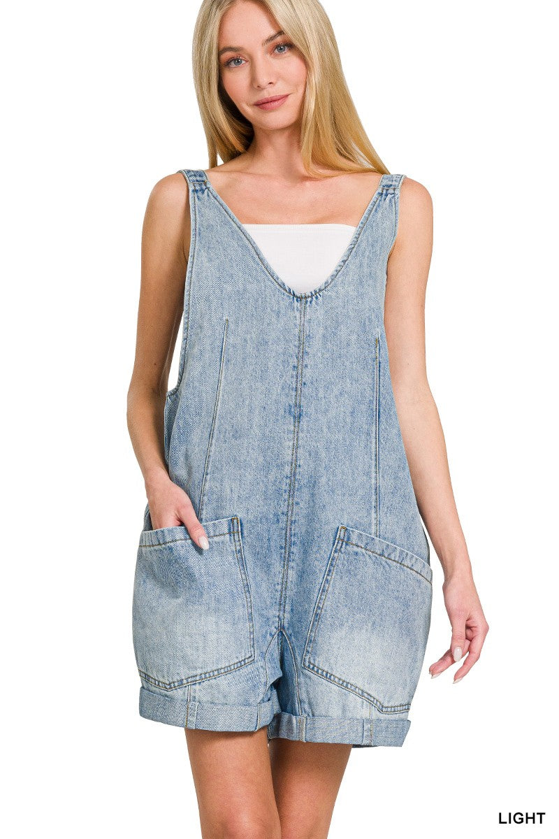 Easy Days Denim Short Overalls