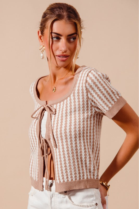 Blush Bow Tie Cardigan