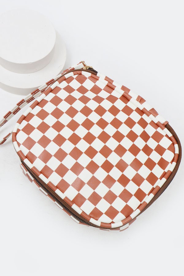 Checkered Cosmetic Bag