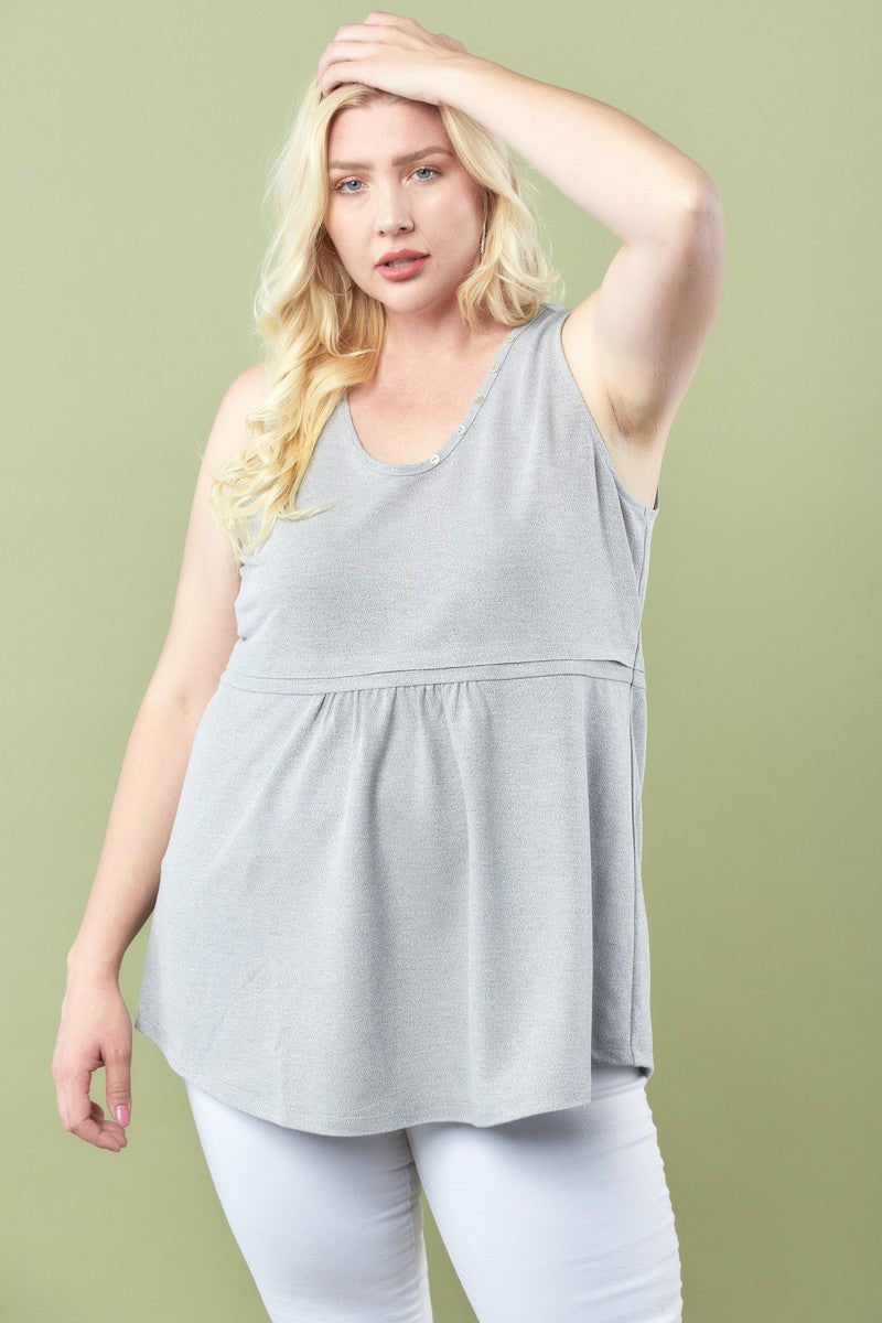 Curvy: Gray Baby doll Tank