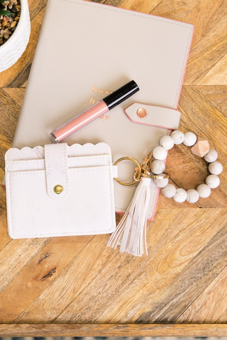 Marble Key Ring Bangle Id Wallet Silicone Beads