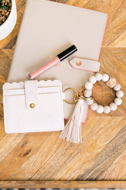 Marble Key Ring Bangle Id Wallet Silicone Beads