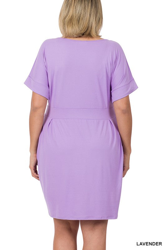 Curvy Brushed Tie Belt Dress