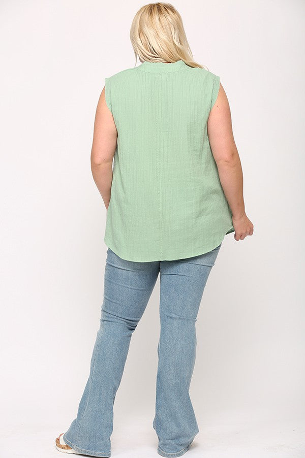 Curvy: Cotton Sleeveless Top