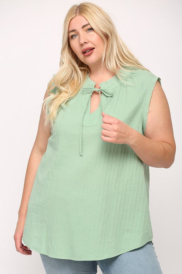 Curvy: Cotton Sleeveless Top