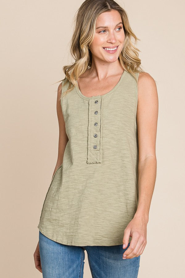 Olive Green Henley Tank