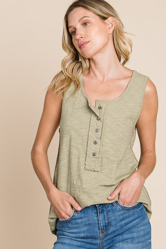 Olive Green Henley Tank