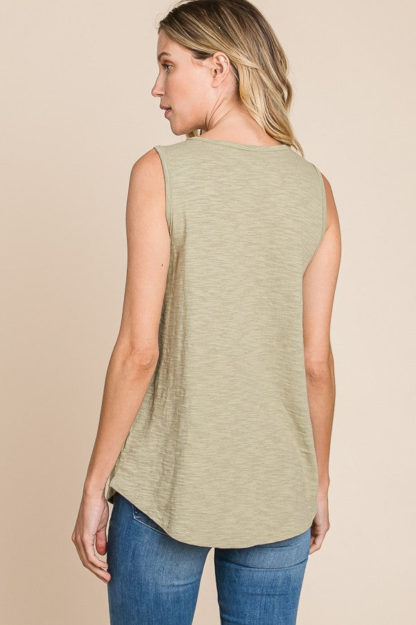 Olive Green Henley Tank