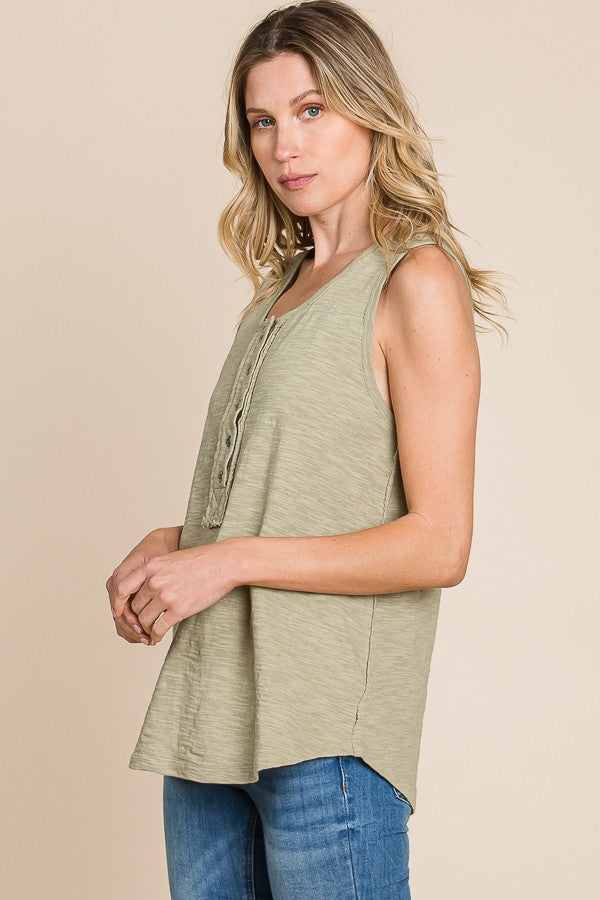 Olive Green Henley Tank