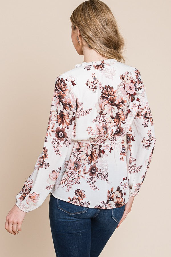 Floral Print Peplum Blouse