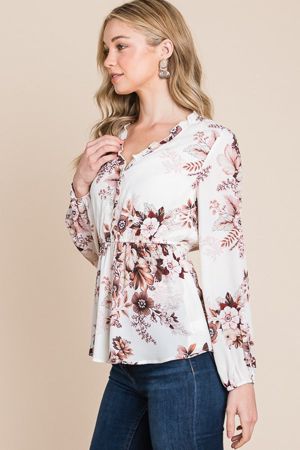 Floral Print Peplum Blouse