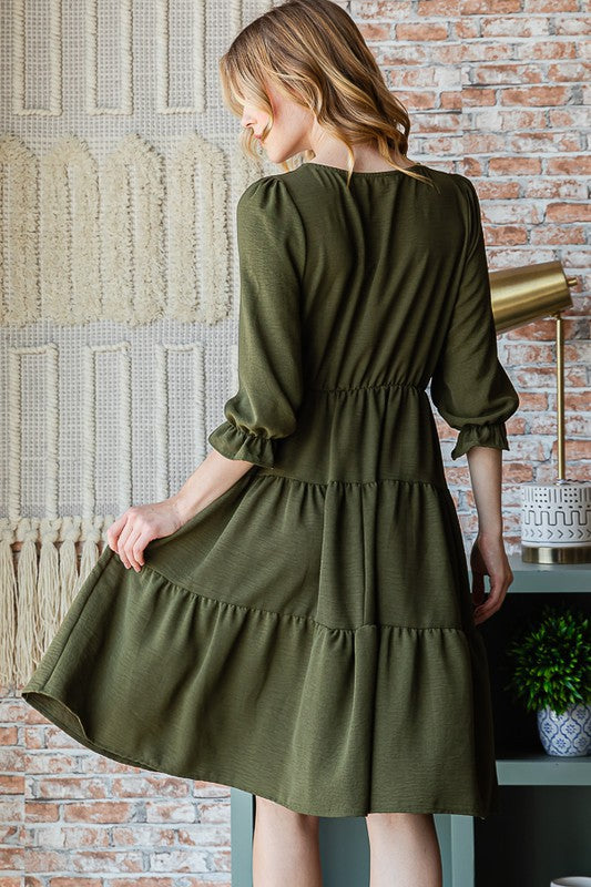 Rust 3/4 Sleeve Dress