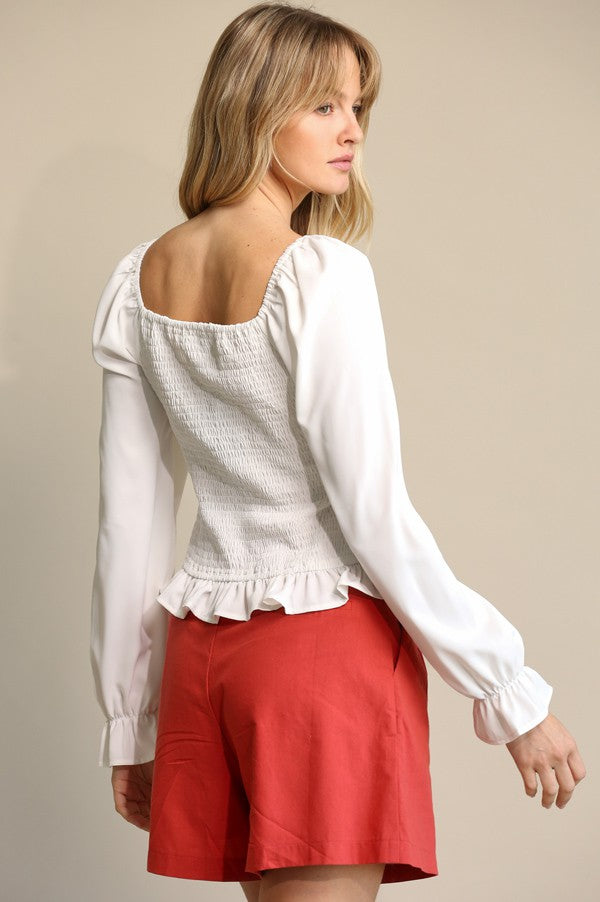 Bow Front Ruffled Top