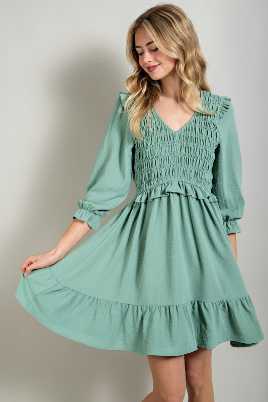 Ruffle Waist Smocked Dress