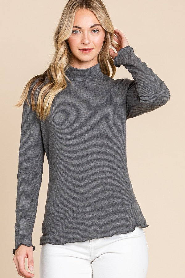 Rib Mock Turtle Neck Top