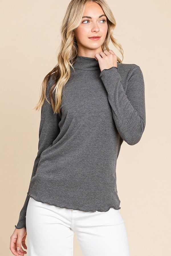 Rib Mock Turtle Neck Top
