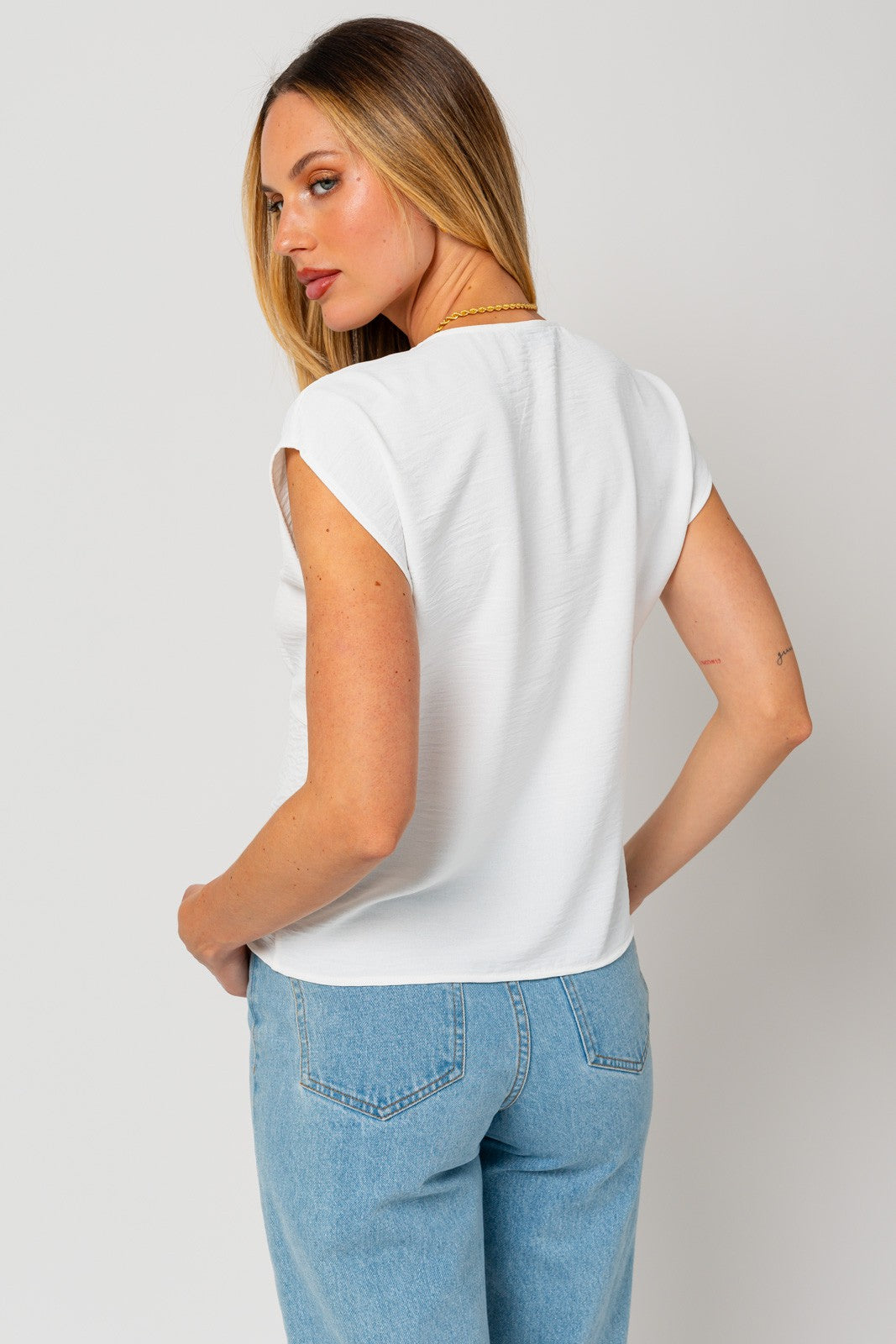 White Side Ruched Top