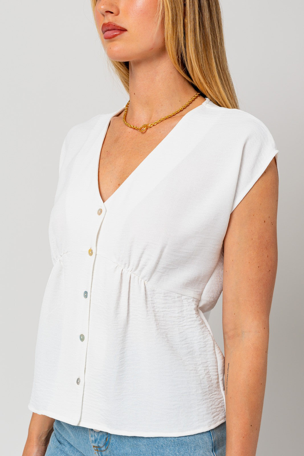 White Side Ruched Top