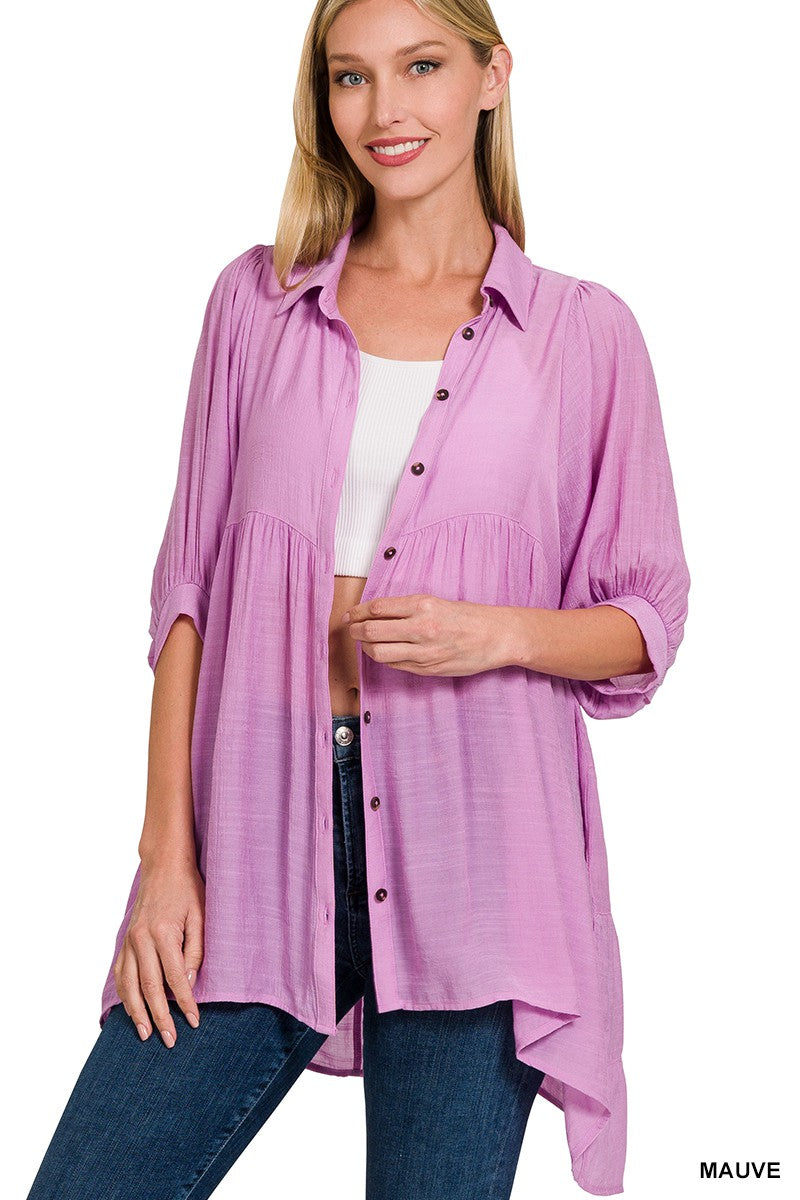 Lavender Button Front Tunic