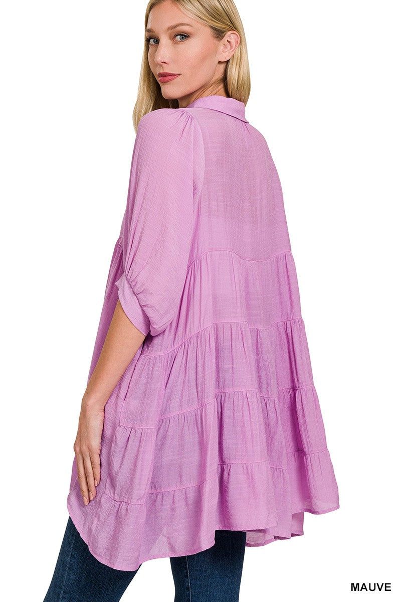 Lavender Button Front Tunic