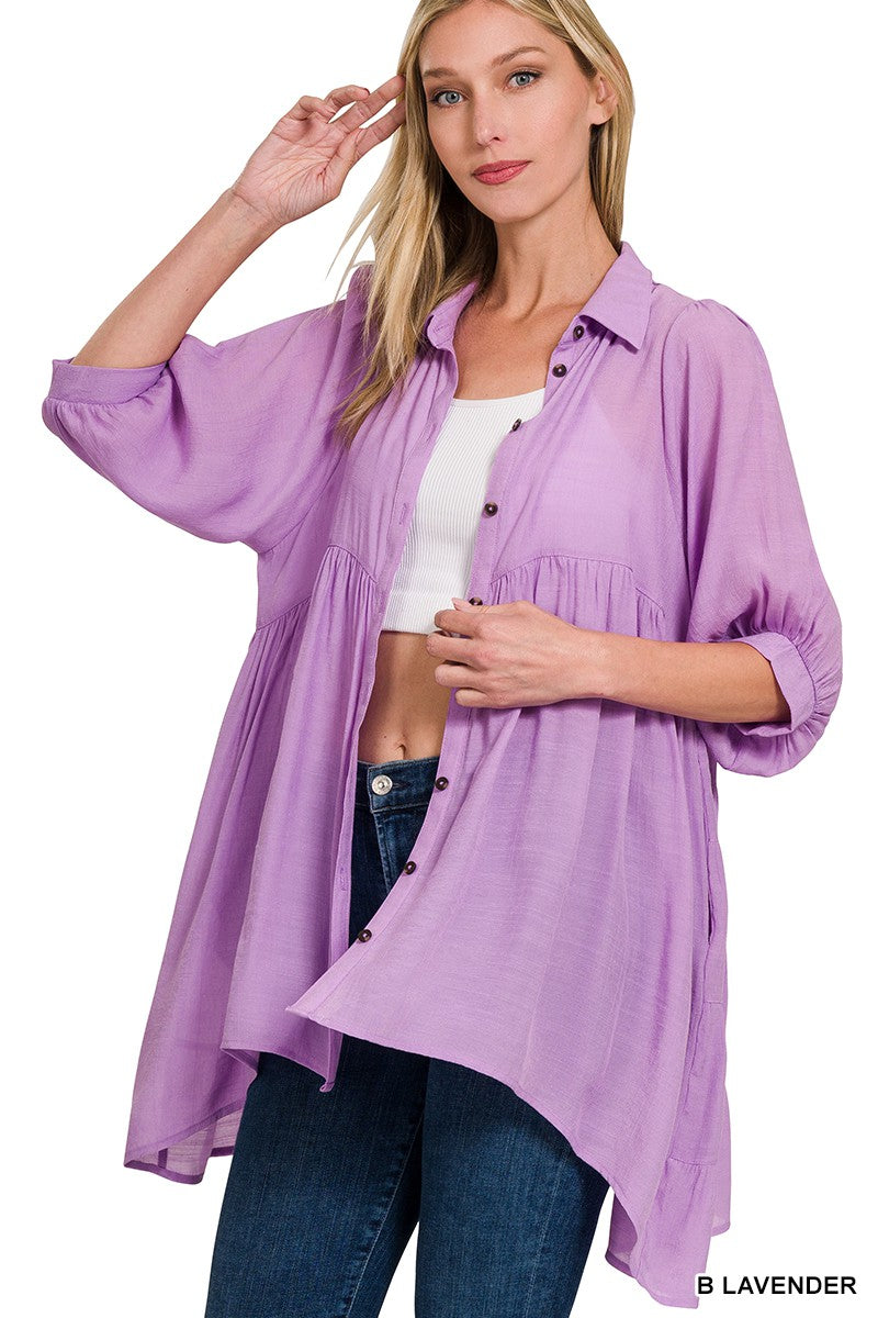 Lavender Button Front Tunic