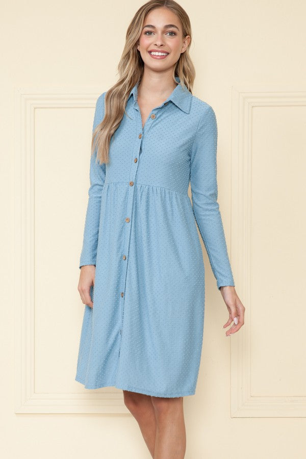 Light Blue Collard Midi Dress