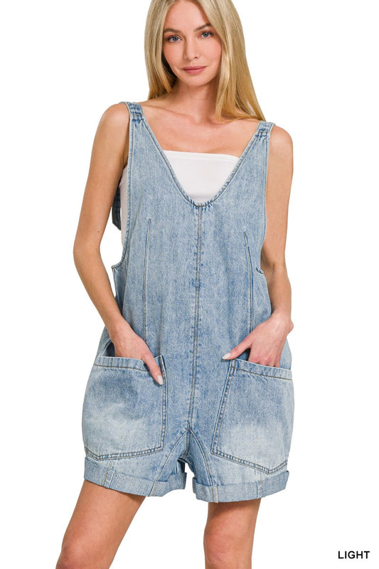 Easy Days Denim Short Overalls