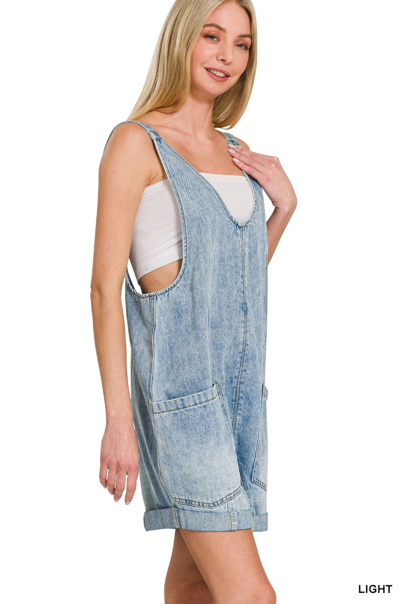 Easy Days Denim Short Overalls