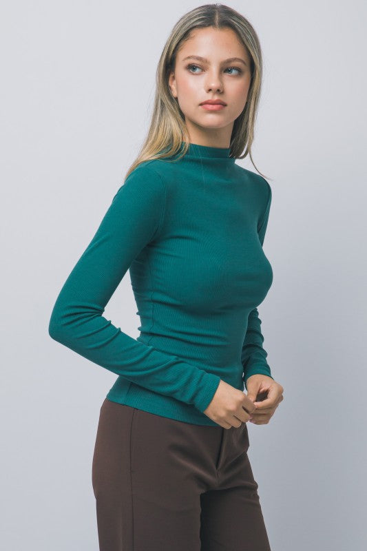 Evergreen Mock Neck Top