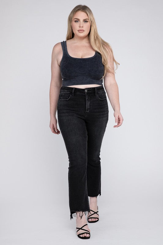 Curvy: High Rise Crop Flare Jeans