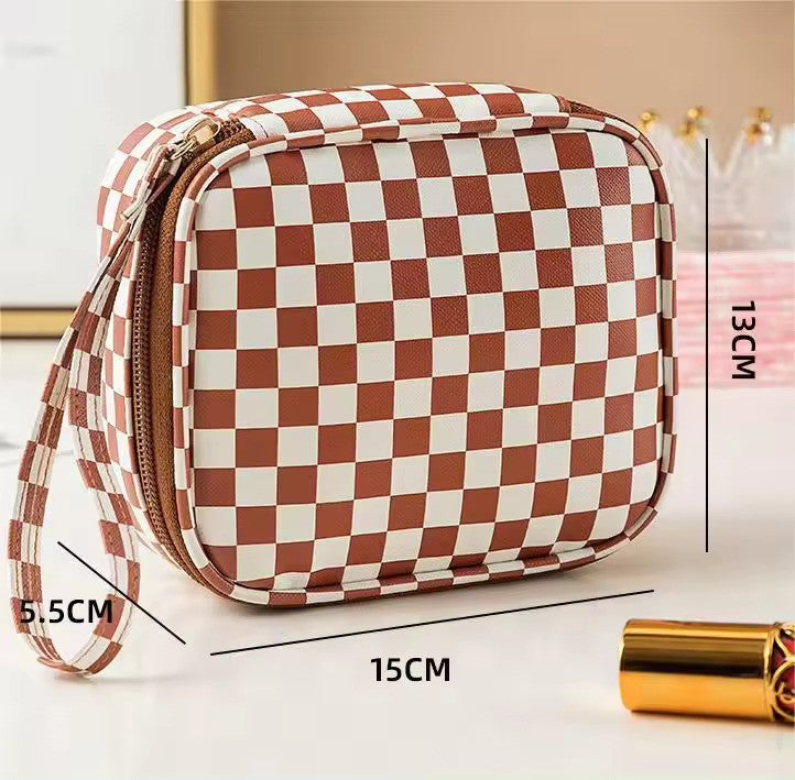 Checkered Cosmetic Bag