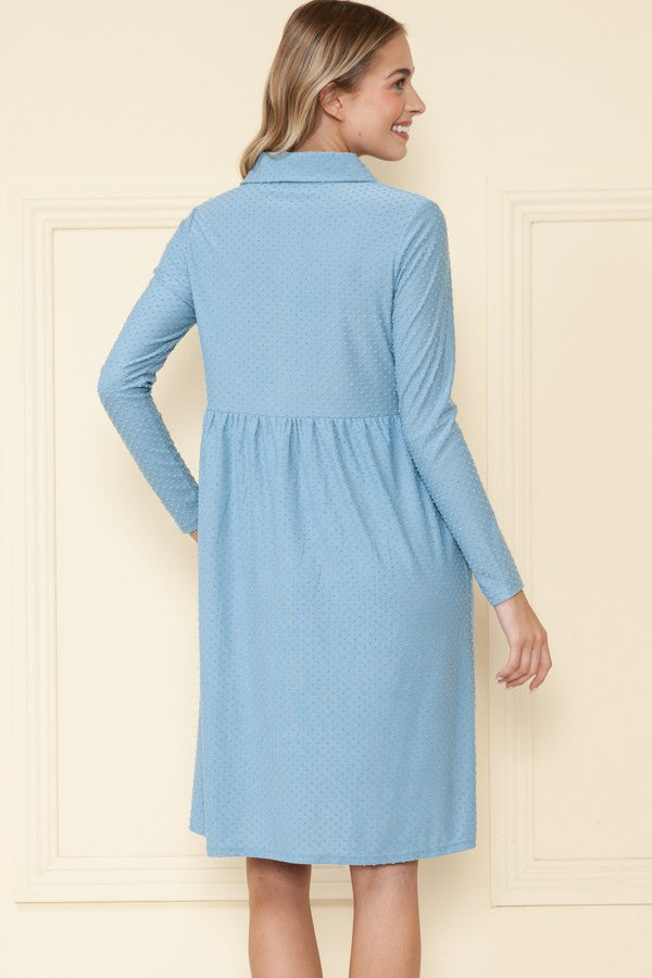 Light Blue Collard Midi Dress