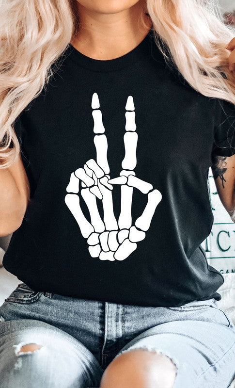 Skeleton Peace Sign Graphic Tee PLUS