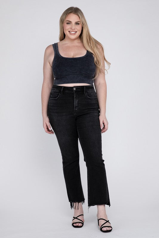 Curvy: High Rise Crop Flare Jeans