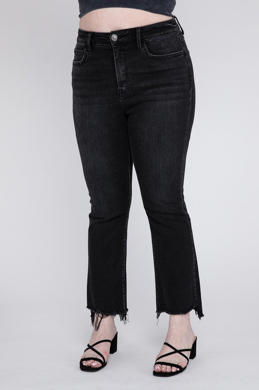 Curvy: High Rise Crop Flare Jeans