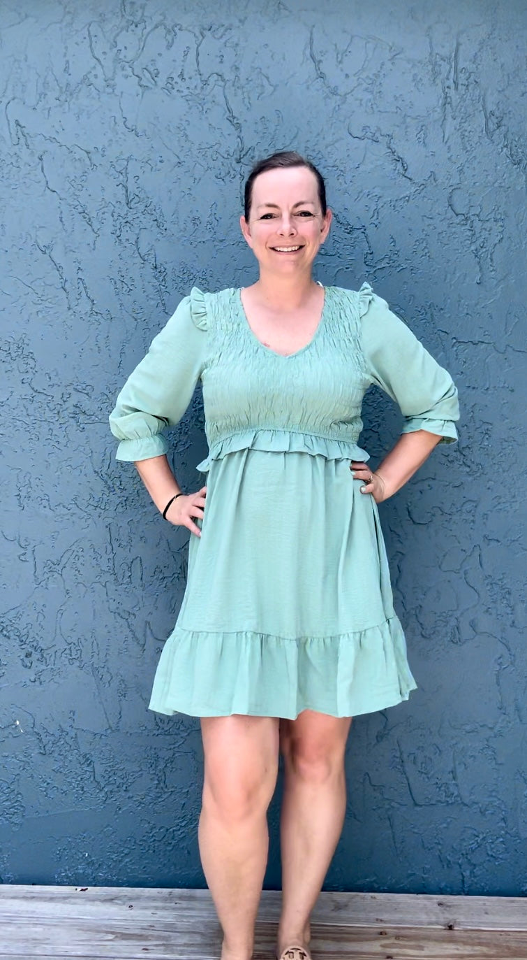 Ruffle Waist Smocked Dress