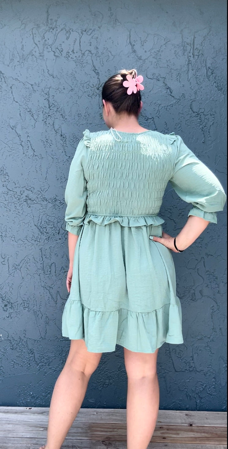 Ruffle Waist Smocked Dress