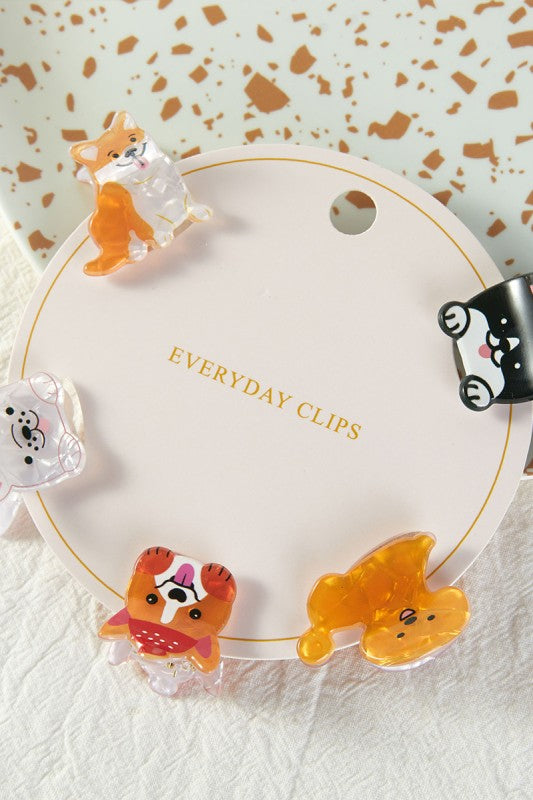 Puppy Friends Mini Hair Claw Clip Set