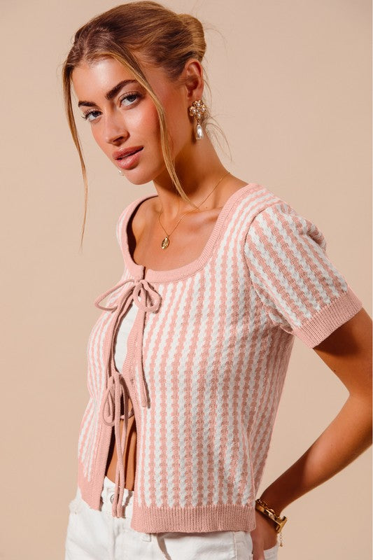 Blush Bow Tie Cardigan