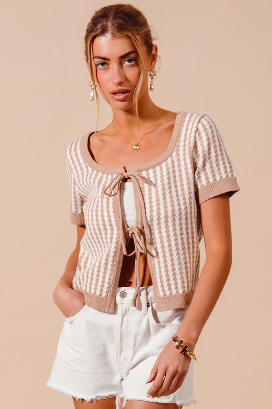 Blush Bow Tie Cardigan