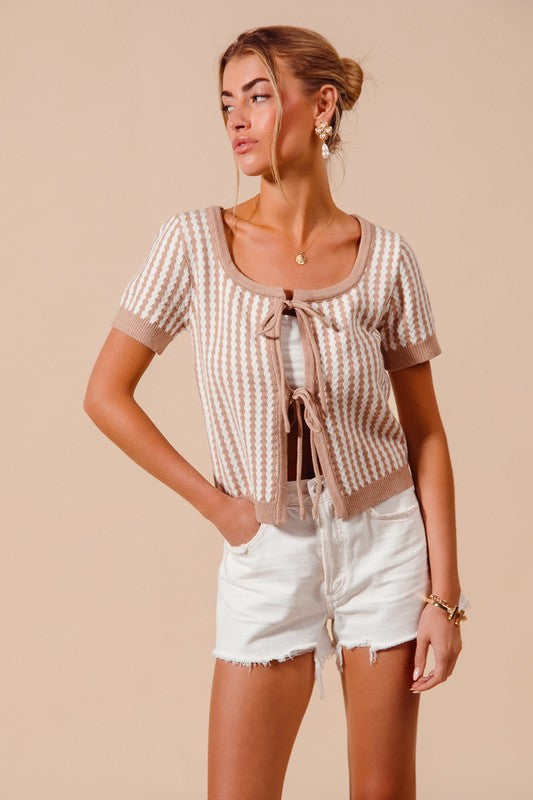 Blush Bow Tie Cardigan