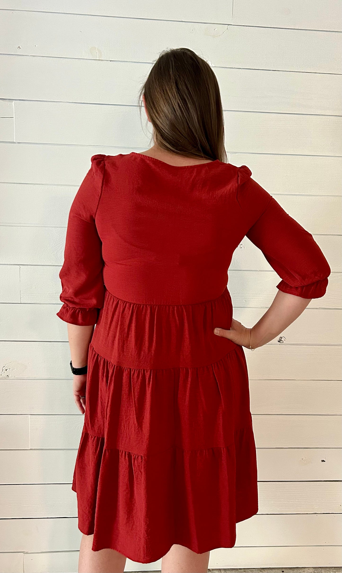 Rust 3/4 Sleeve Dress