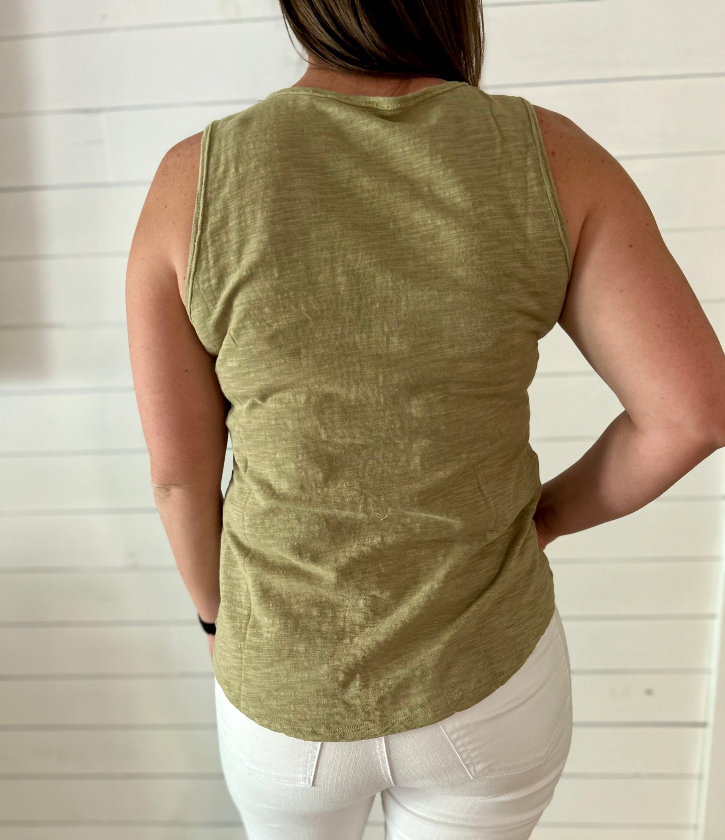 Olive Green Henley Tank