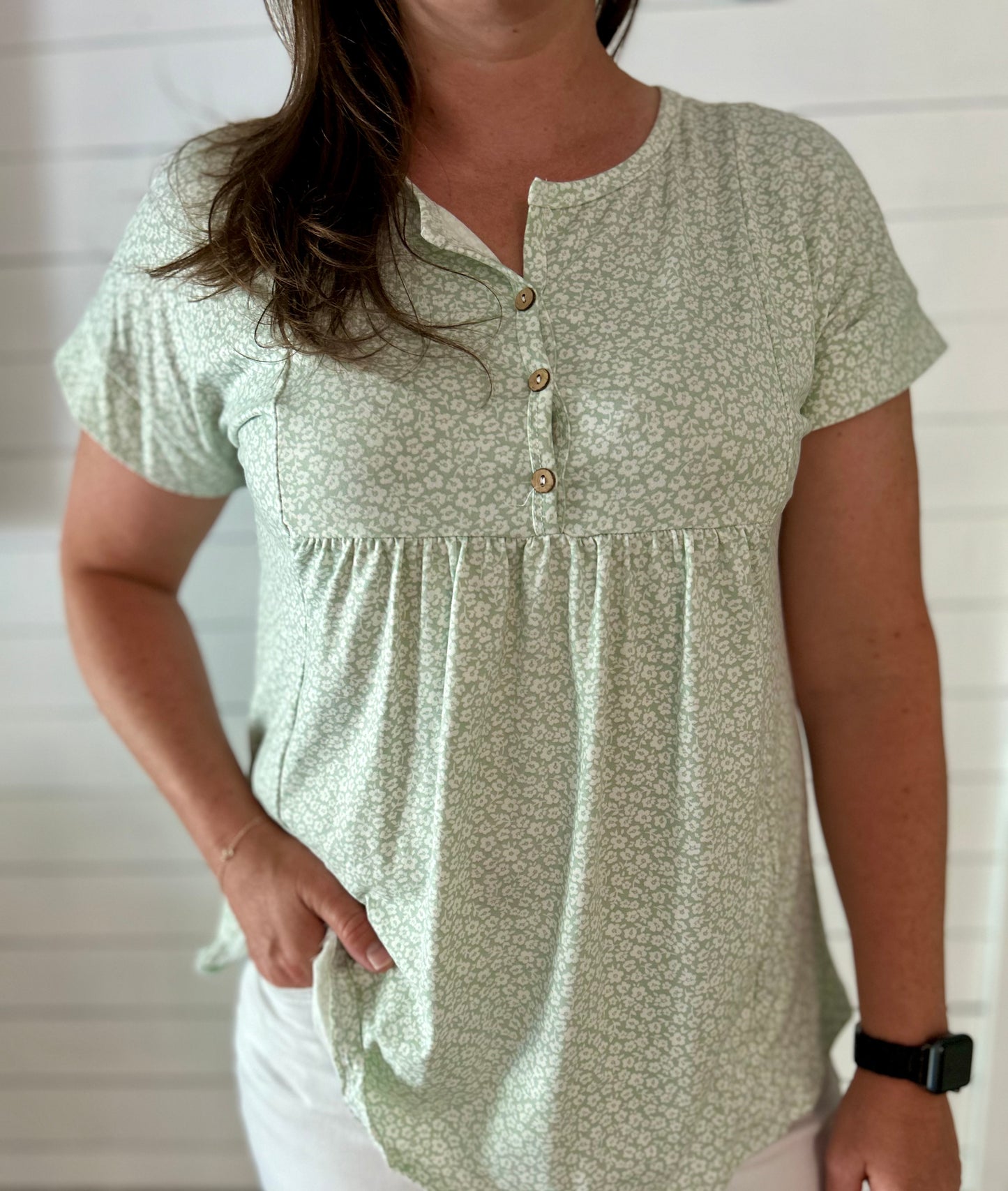 Sage Button Front Top