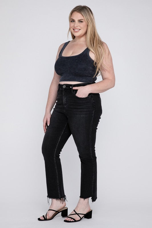 Curvy: High Rise Crop Flare Jeans