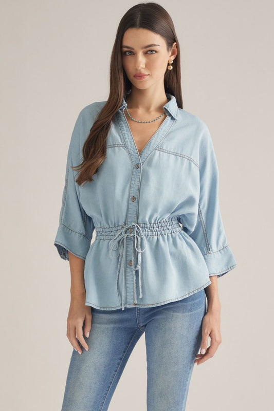 Simply Blue Drawstring Top