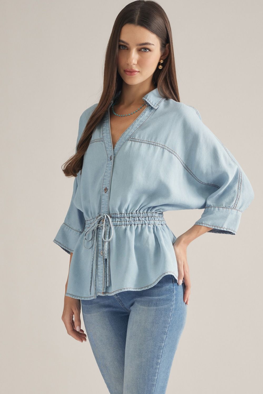 Simply Blue Drawstring Top