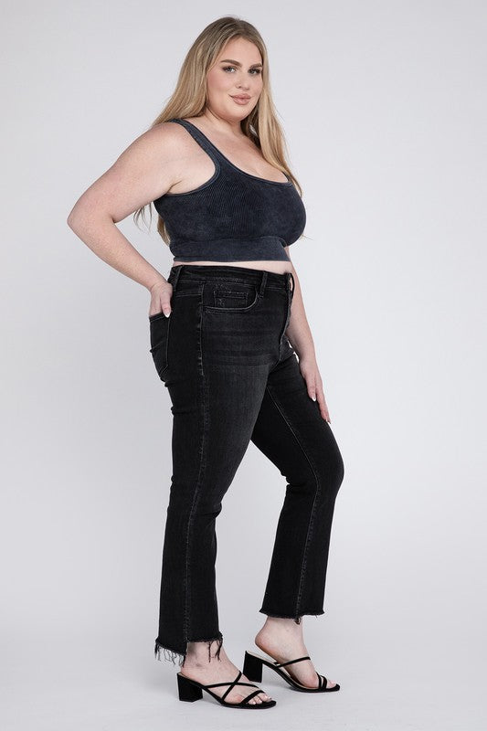 Curvy: High Rise Crop Flare Jeans